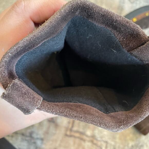 Crocs Brown Patchwork Suede Leather Studded Cobbler Boots Kid's Size 10-11C EUC - Picture 8 of 9